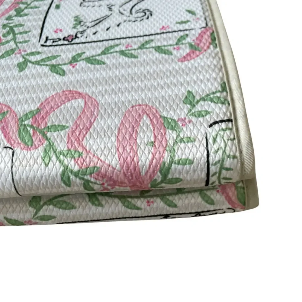ENVOGUE Kitchen Dish Drying Mat 16x22 Set of 2 Pink Bows & Posh Dogs NEW